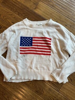 Vintage-Inspired Flag Knit Sweater in Cream, Red & Blue small Z Supply